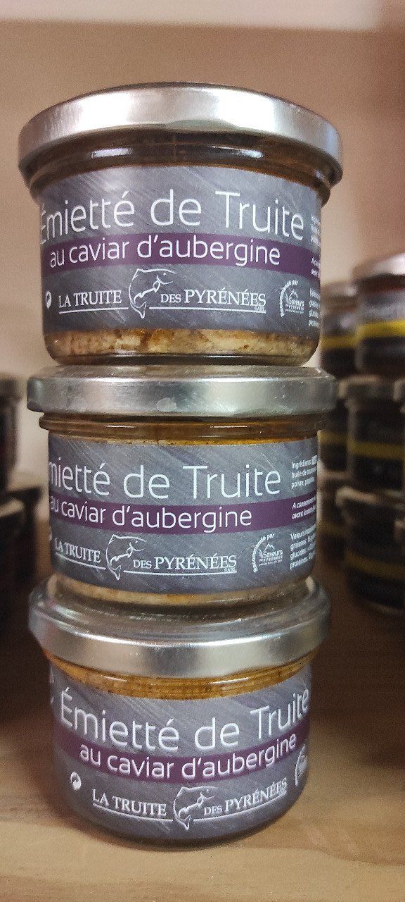 Emiettés de truite au caviar d'aubergine